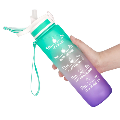 Customized Logo Plastic Sports Water Bottles With Time Scale Indestructible BPA Free