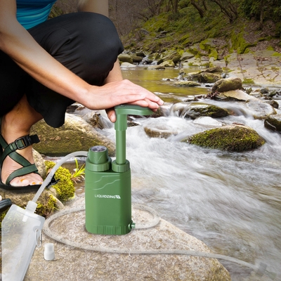 Stainless Steel Camping Water Filter Pump 1600 Milliliter Backpacking Water Pump