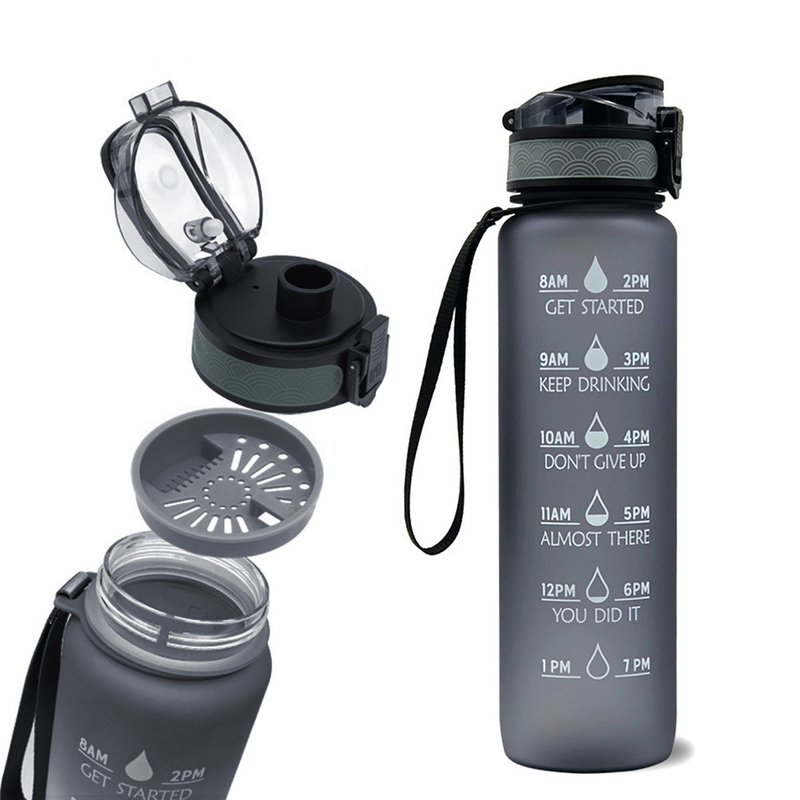 Leakproof Motivational Water Jug For Sports With Cleaning Brush