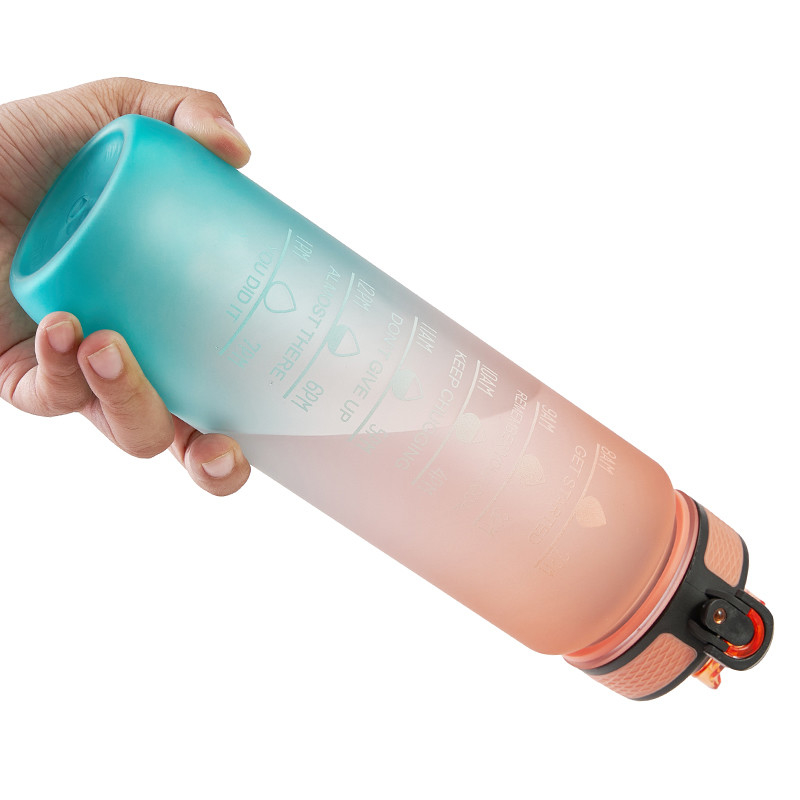 Time Marker Plastic Sports Water Bottles Motivational Straw Water Bottle